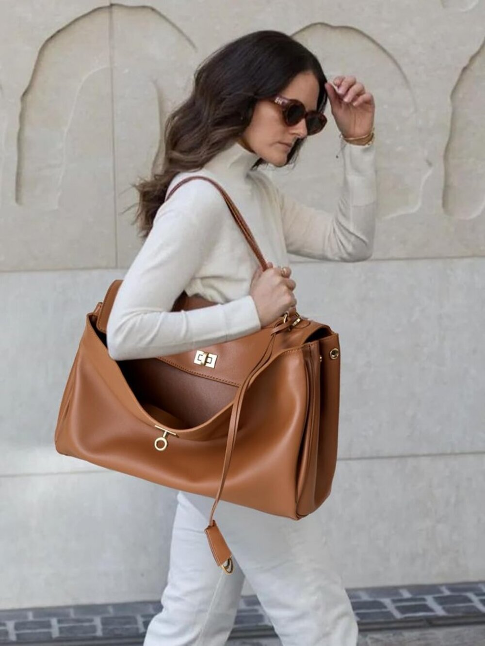 Women's Leather-Brown Soft Cowhide Shoulder Satchel Purse Stylish Hand bags - Picture 3 of 6